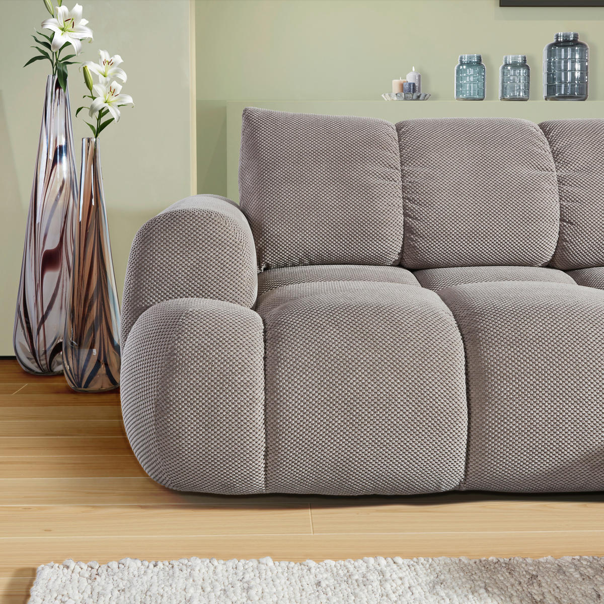 HÖRNSOFFA i flatväv greige  - greige/svart, Klassisk, textil/plast (274/174cm) - MID.YOU