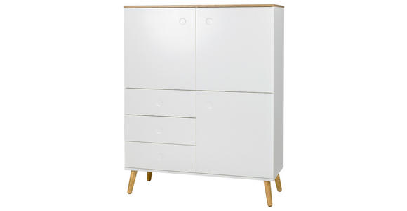 HIGHBOARD Eiche furniert Weiß, Eichefarben  - Eichefarben/Weiß, Design, Holz/Holzwerkstoff (109/137/43cm) - Ambia Home