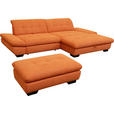 ECKSOFA in Mikrofaser Orange  - Schwarz/Orange, Design, Textil/Metall (290/198cm) - Xora