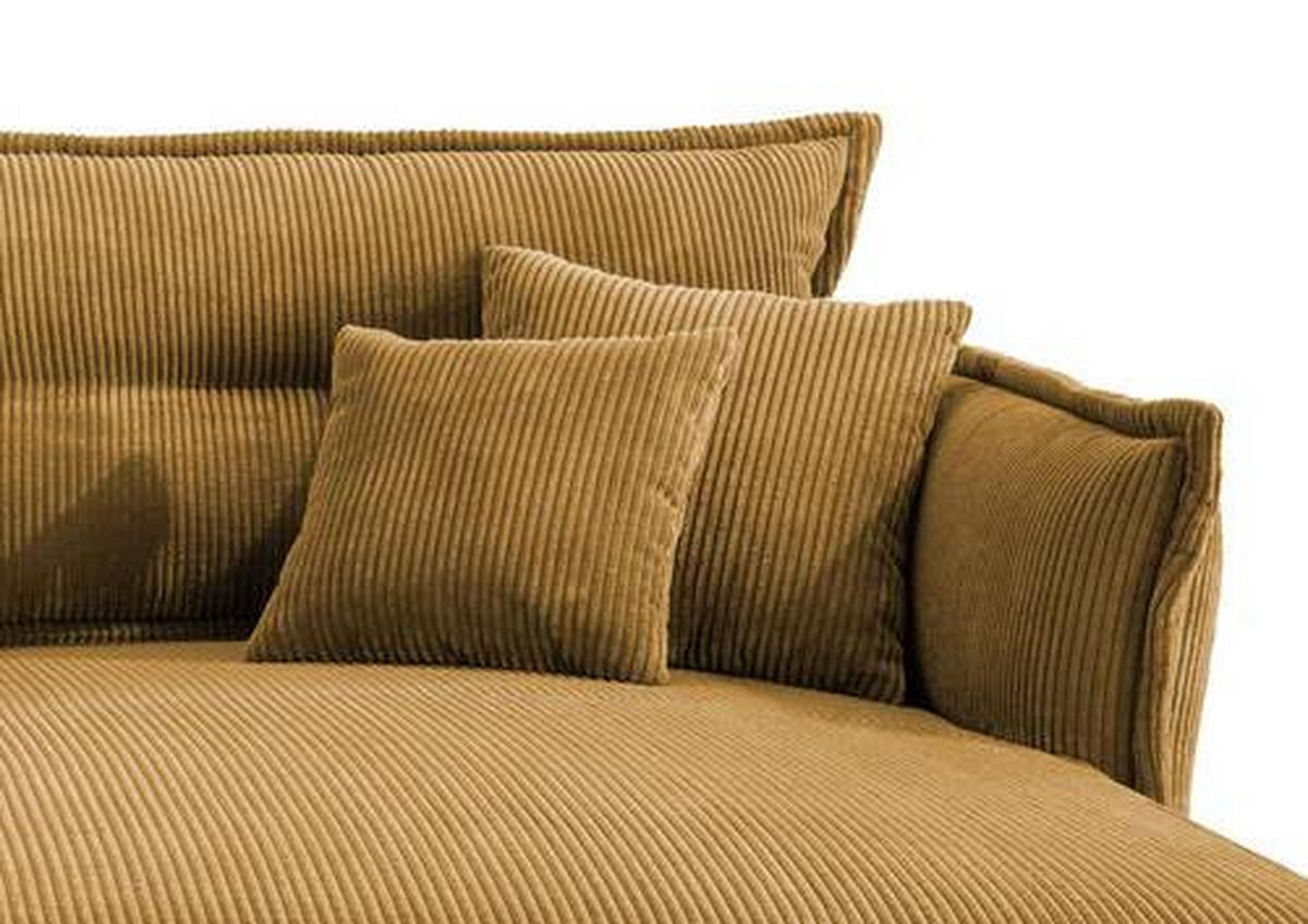 ECKSOFA in Cord Goldfarben  - Goldfarben/Schwarz, Modern, Textil/Metall (255/180cm) - Livetastic