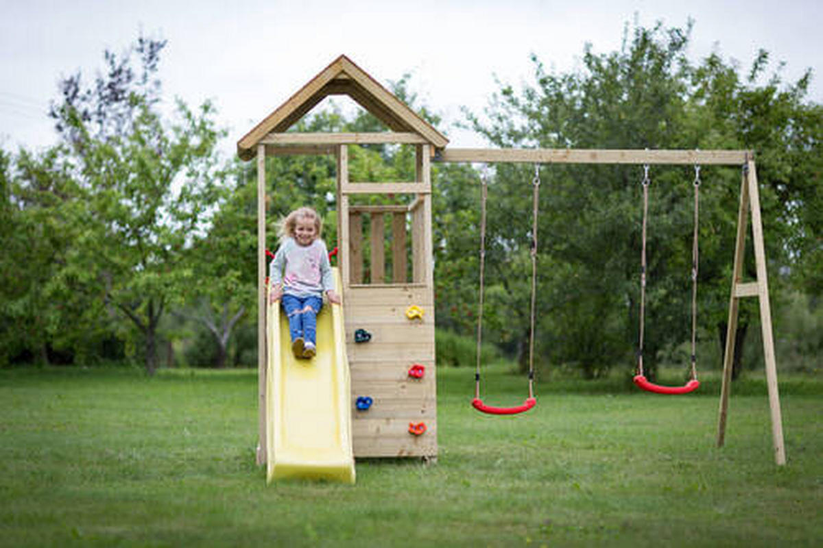 SPIELTURM 340/270/280 cm  - Gelb/Naturfarben, KONVENTIONELL, Holz (340/270/280cm) - Ambia Garden