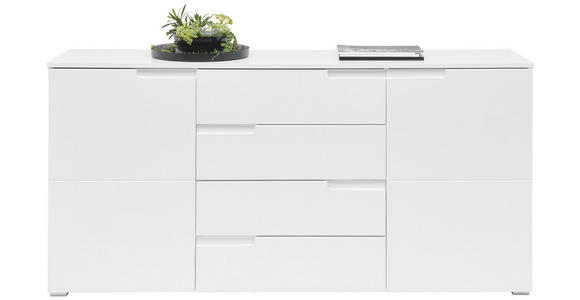 SIDEBOARD 165/80/40 cm in Weiß, Weiß Hochglanz - Weiß Hochglanz/Silberfarben, Design, Holzwerkstoff/Kunststoff (165/80/40cm) - Carryhome