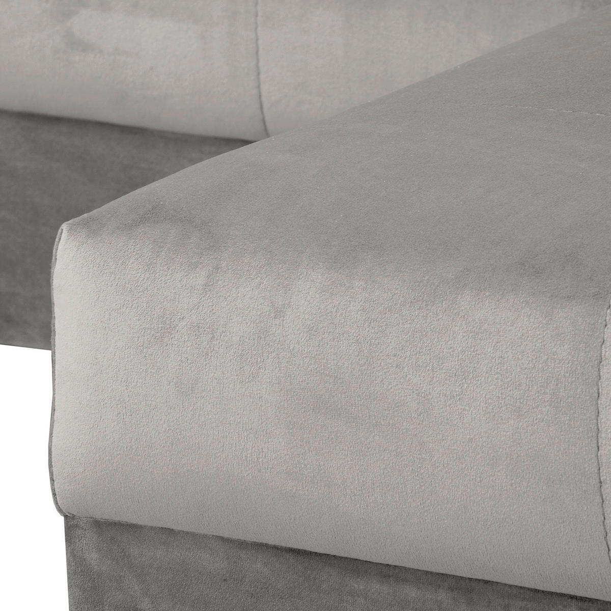 ECKSOFA inkl. Hocker Ariella Grau Samt Rückenkissen, Hocker  - Naturfarben/Grau, Design, Holz/Textil (231/161cm) - Livetastic