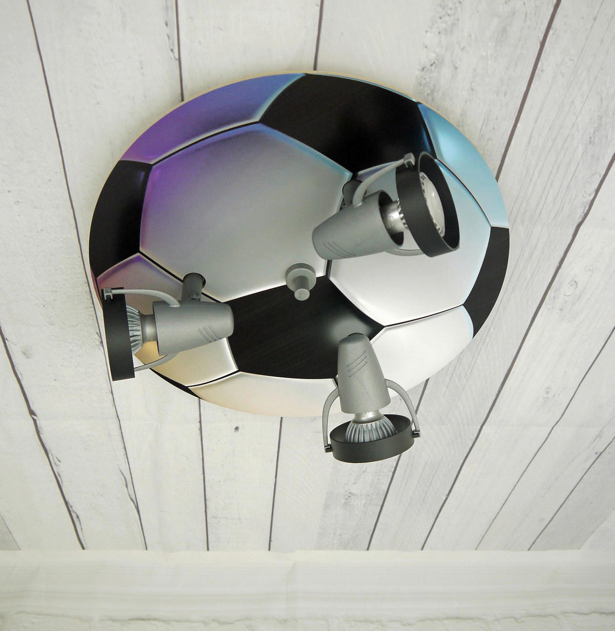 KINDERDECKENLEUCHTE Fußball 35 cm  - Schwarz/Weiß, Basics, Holz/Kunststoff (35cm)
