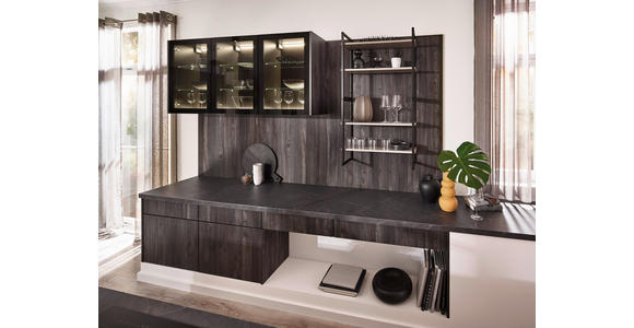 EINBAUKÜCHE   - Eichefarben/Grau, Design, Holzwerkstoff - Xora