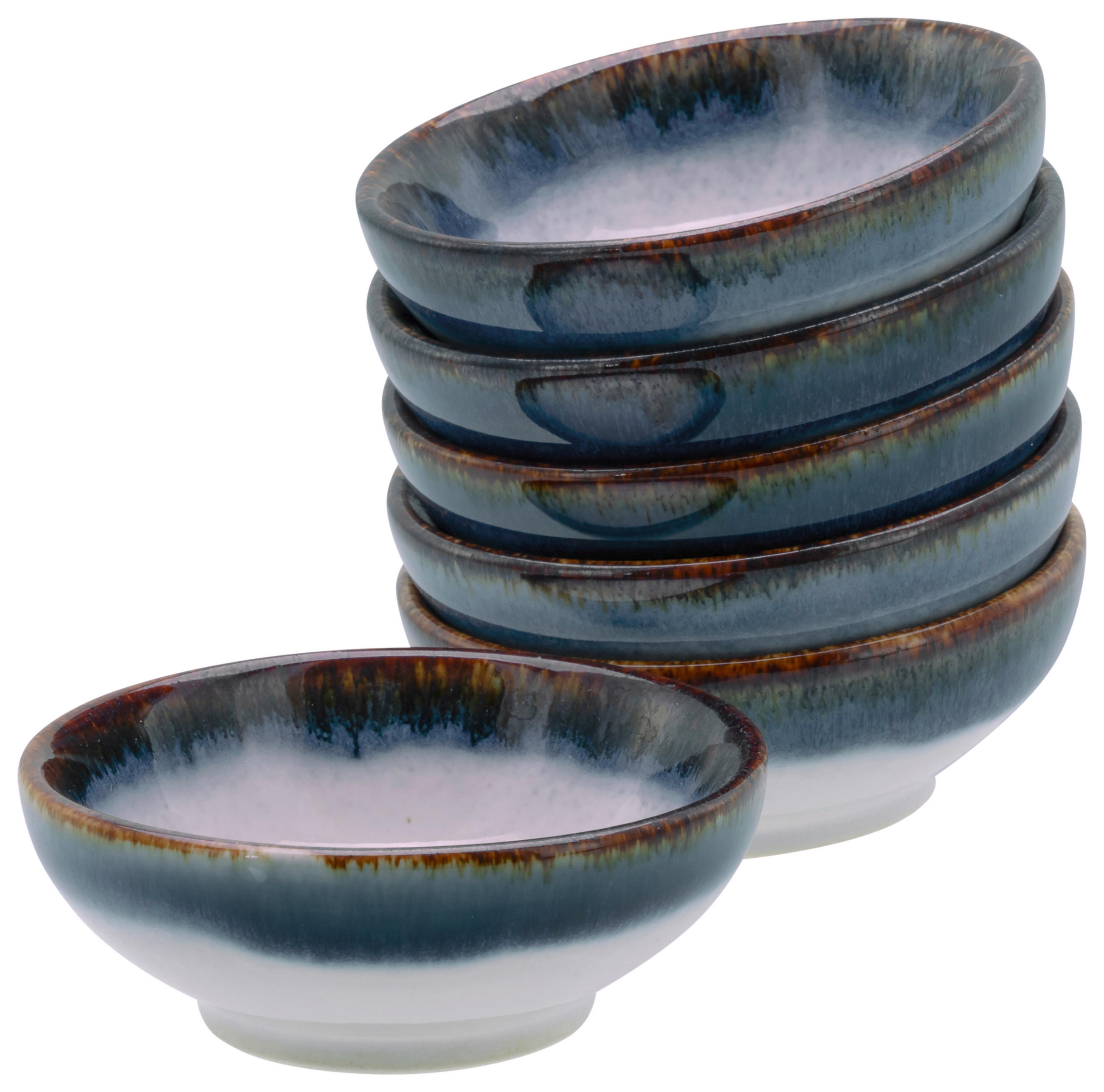 Dipschalenset 6 Tlg. Cascade Steinzeug: Weiß/graublau