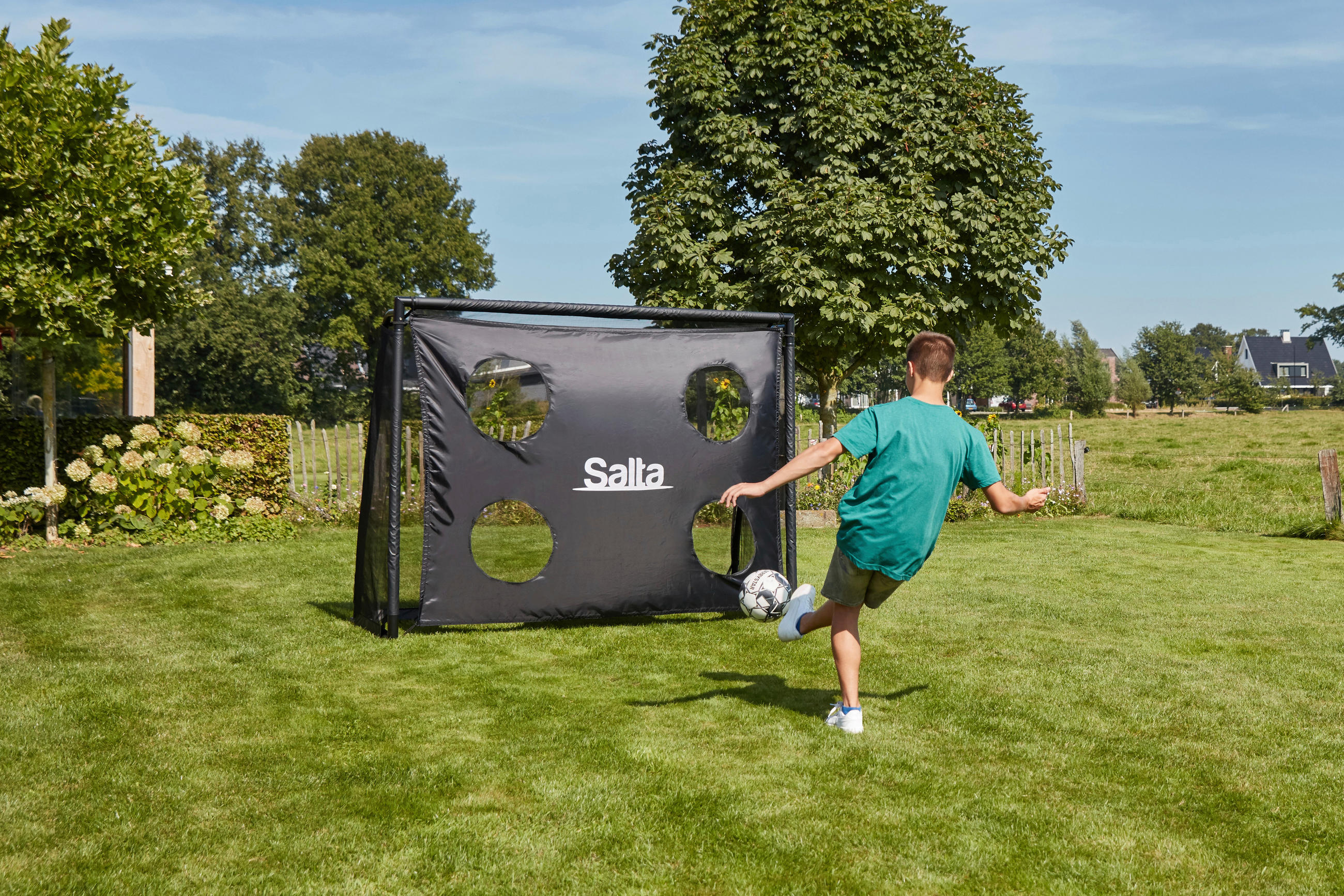 FUßBALLTOR - Schwarz, KONVENTIONELL, Kunststoff/Metall (220/170/80cm) - Salta