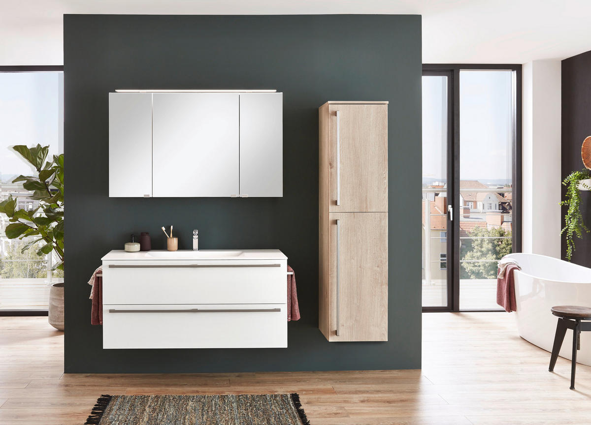BADEZIMMER  in 120 cm  - Weiß, KONVENTIONELL, Glas/Keramik (120cm) - Celina Home