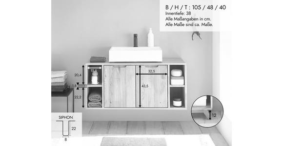 WASCHBECKENUNTERSCHRANK 105/48/40 cm  - Wildeiche, Basics, Holz (105/48/40cm) - Linea Natura