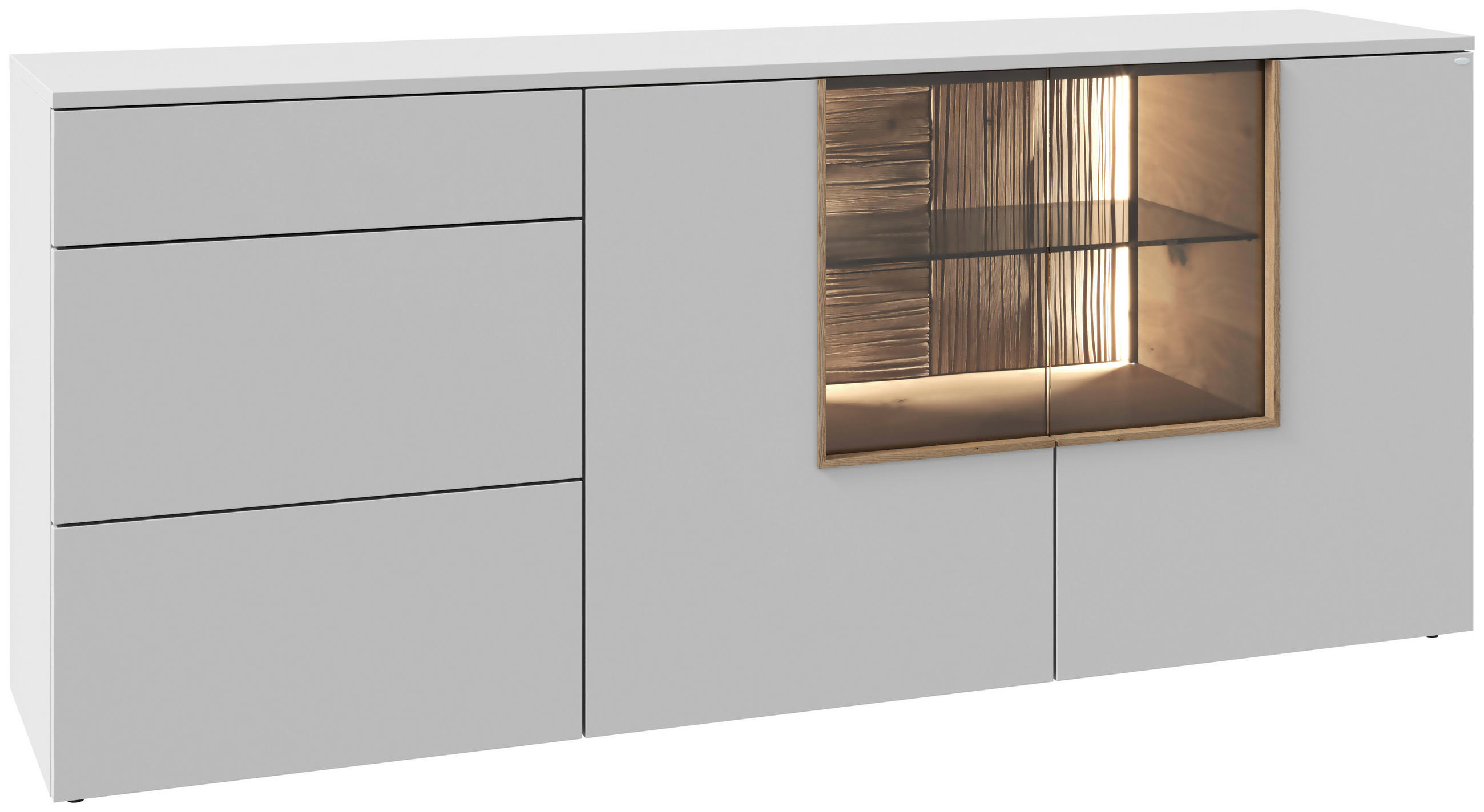SIDEBOARD Weiss, Wildeiche  192/84/45 cm  - Wildeiche/Weiss, Design, Glas/Holz (192/84/45cm) - Voglauer