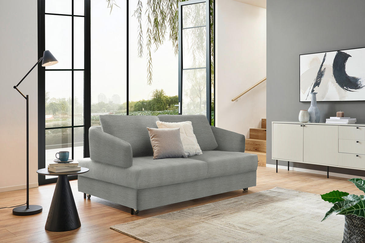 SCHLAFSOFA in Textil Grau  - Schwarz/Grau, Design, Textil/Metall (172/76-89/112-120cm) - Bali