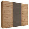 FÜGGESZTETT TOLÓAJTÓS SZEKRÉN részben tömörfa tölgy sötétbarna, Bianco tölgy  - Bianco tölgy/sötétbarna, Natur, faalapú anyag/üveg (250/217/67cm) - Linea Natura