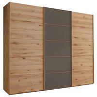 FÜGGESZTETT TOLÓAJTÓS SZEKRÉN részben tömörfa tölgy sötétbarna, Bianco tölgy  - Bianco tölgy/sötétbarna, Natur, faalapú anyag/üveg (250/217/67cm) - Linea Natura