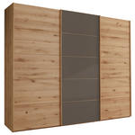 SCHWEBETÜRENSCHRANK 250/217/67 cm 3-türig Dunkelbraun, Eiche Bianco  - Eiche Bianco/Dunkelbraun, Natur, Glas/Holz (250/217/67cm) - Linea Natura