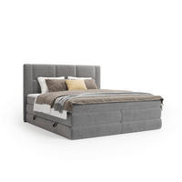 BOXSPRINGBETT 180/200 cm,  in Graphitfarben, gepolstertes Kopfteil, Bettkasten, Topper, Wendematratze mit unterschiedlichen Härtegraden, H2 + H3 = mittel + fest  - Schwarz/Graphitfarben, Design, Kunststoff/Textil (180/200cm) - Esposa