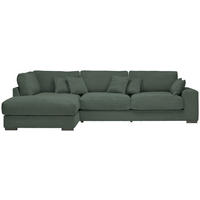 ECKSOFA  in Cord Waldgrün Zierkissen, Rückenkissen  205/340 cm  - Waldgrün/Schwarz, Design, Kunststoff/Textil (205/340cm) - Lomoco