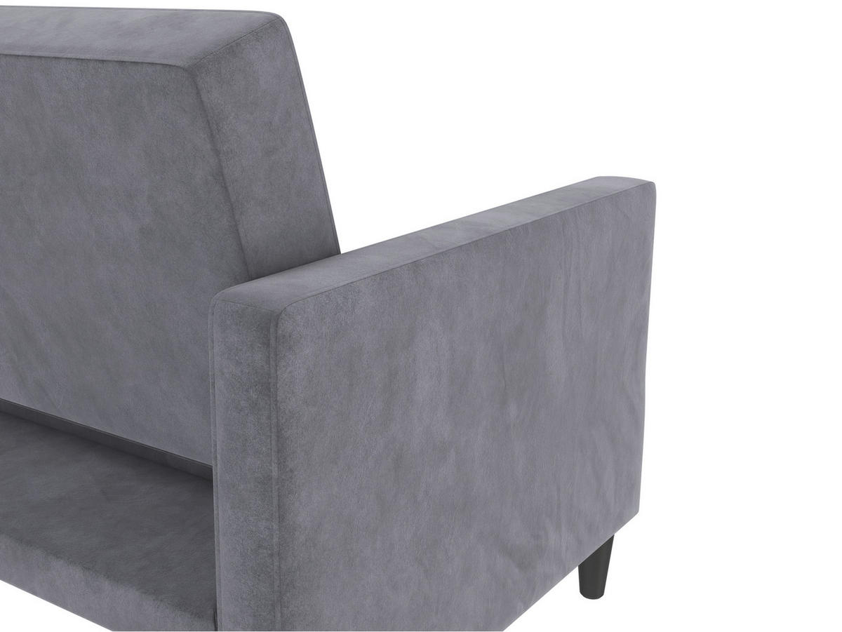 SCHLAFSOFA HANNOVER in Samt Anthrazit Vintage, Skandinavisch, Modern  - Anthrazit/Schwarz, Basics, Kunststoff/Textil (203/82/83cm) - Livetastic