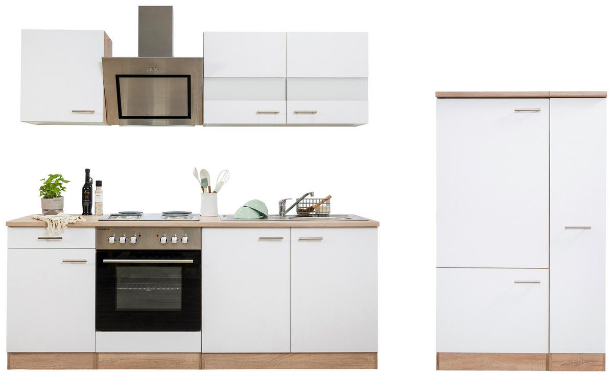 MODULKÖK 300 cm   i vit  - stålfärgad/vit, Basics, metall/trämaterial (300cm) - Respekta