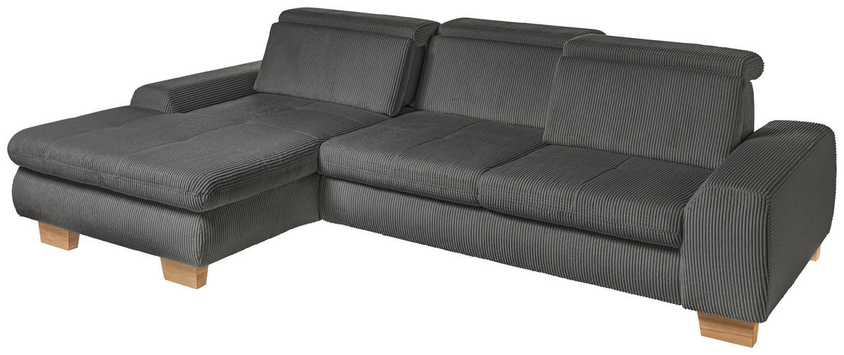 ECKSOFA Anthrazit Cord  - Eiche Bianco/Anthrazit, KONVENTIONELL, Holz/Textil (195/307cm) - SetOne by Musterring