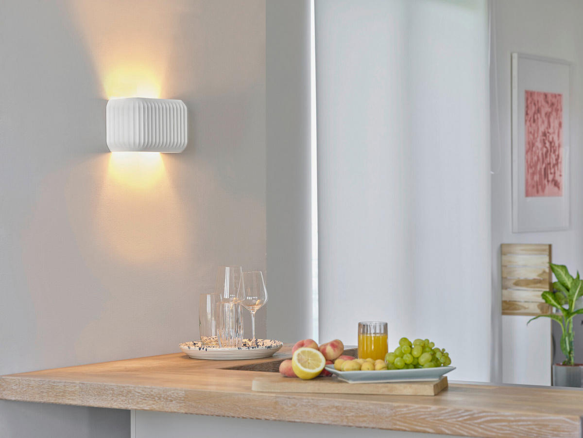 WANDLEUCHTE 25/11/15 cm   - Weiß, Basics, Stein (25/11/15cm) - Osram