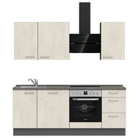 KÜCHENLEERBLOCK 210 cm   in Weiß, Schieferfarben  - Schieferfarben/Edelstahlfarben, MODERN, Holzwerkstoff/Metall (210cm) - Nobilia