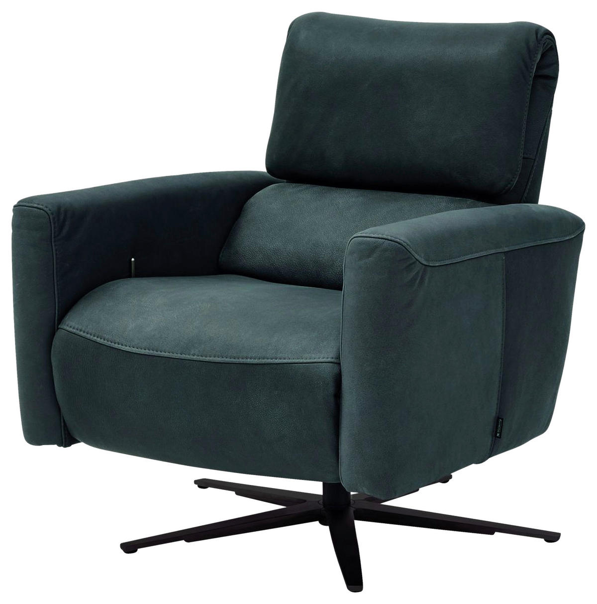 RELAXSESSEL Echtleder Relaxfunktion, Kopfteilverstellung, Rücken echt    - Schwarz/Graphitfarben, Design, Leder/Metall (74/88-117/82-183cm) - Musterring