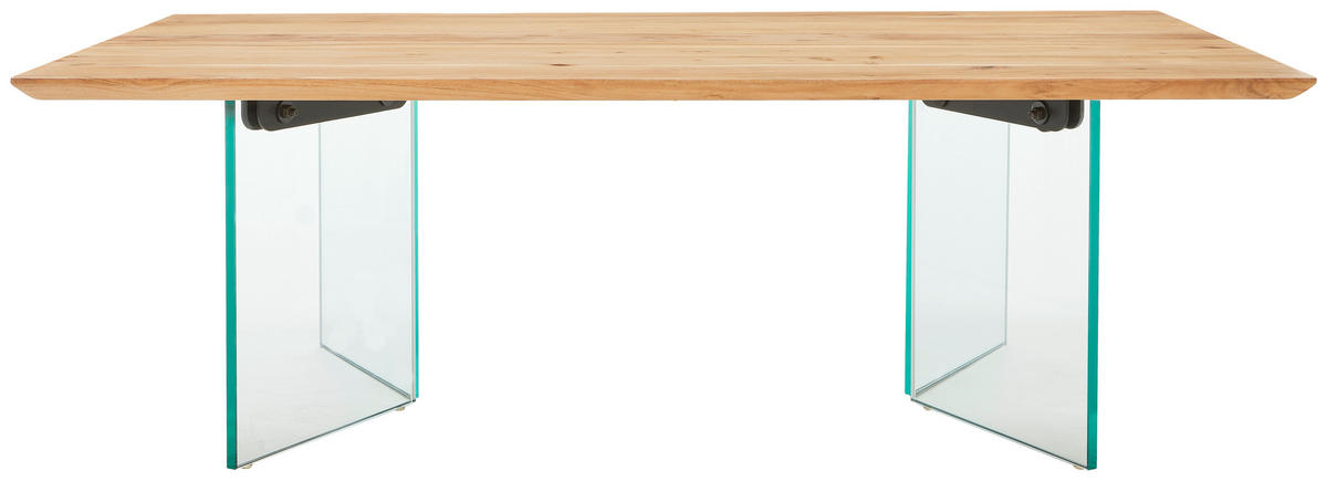 COUCHTISCH Akazie vollmassiv ESG rechteckig Akaziefarben  - Transparent/Akaziefarben, Design, Glas/Holz (130/42/70cm) - Livetastic