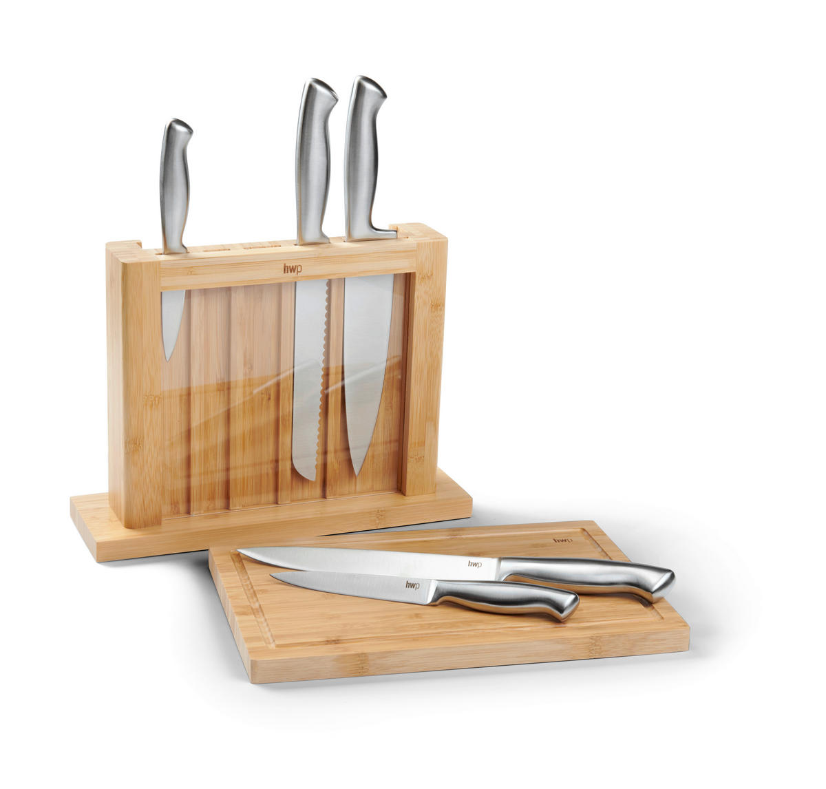 MESSERBLOCK 7-teilig  - Silberfarben/Naturfarben, Basics, Holz/Metall - Homeware Profession.