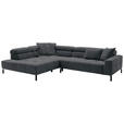 ECKSOFA in Feincord Anthrazit 219/311 cm - Anthrazit/Schwarz, KONVENTIONELL, Textil/Metall (219/311cm) - Hom`in