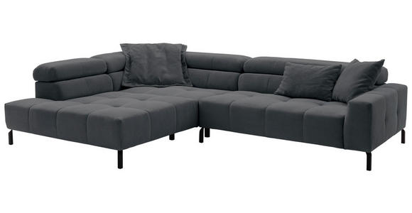 ECKSOFA in Feincord Anthrazit 219/311 cm - Anthrazit/Schwarz, KONVENTIONELL, Textil/Metall (219/311cm) - Hom`in
