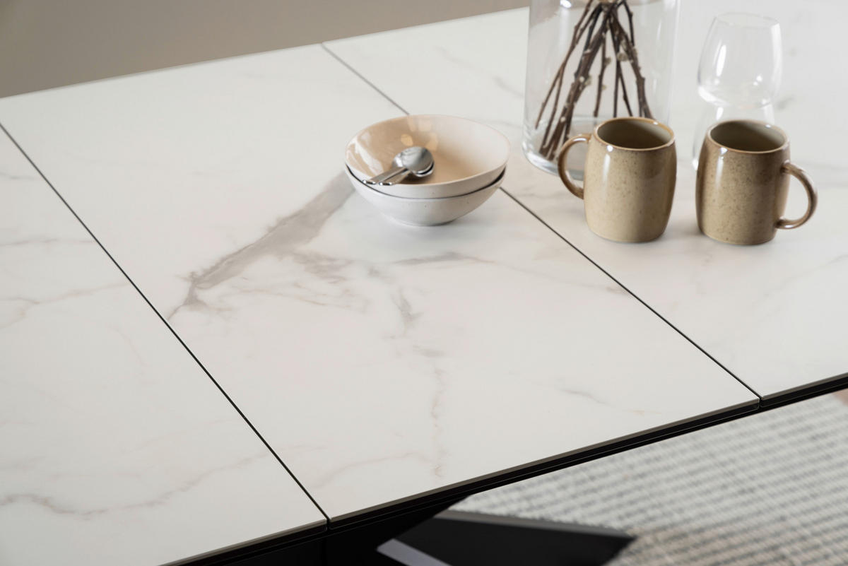 ESSTISCH in Metall, Glas, Keramik  - Schwarz/Weiß, Design, Glas/Keramik (210/90cm) - MID.YOU