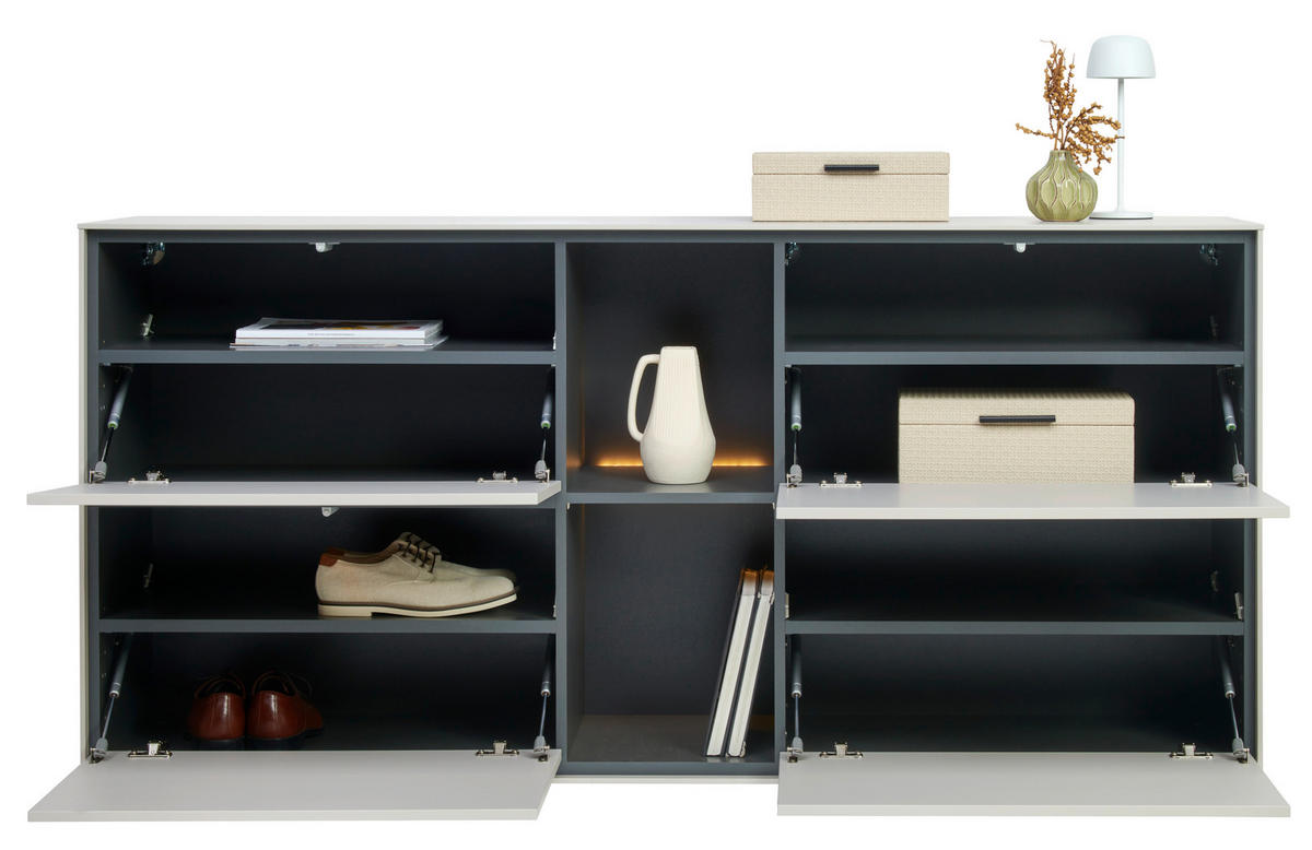 SCHUHSCHRANK Graphitfarben, Kaschmir  - Kaschmir/Graphitfarben, Design, Holzwerkstoff (170/81/41cm) - Voleo
