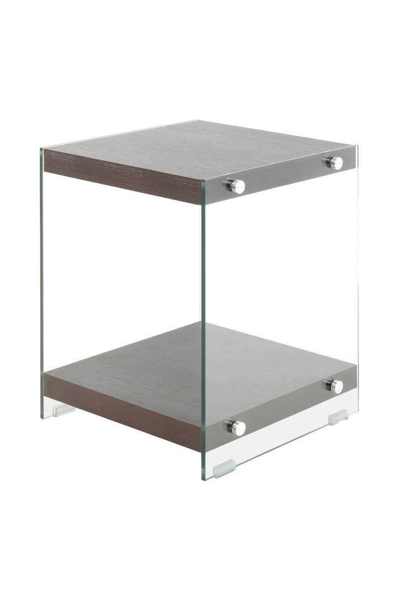 BEISTELLTISCH in Glas, Holzwerkstoff 35/35/45 cm  - Klar/Dunkelbraun, Basics, Glas/Holzwerkstoff (35/35/45cm) - Kayoom