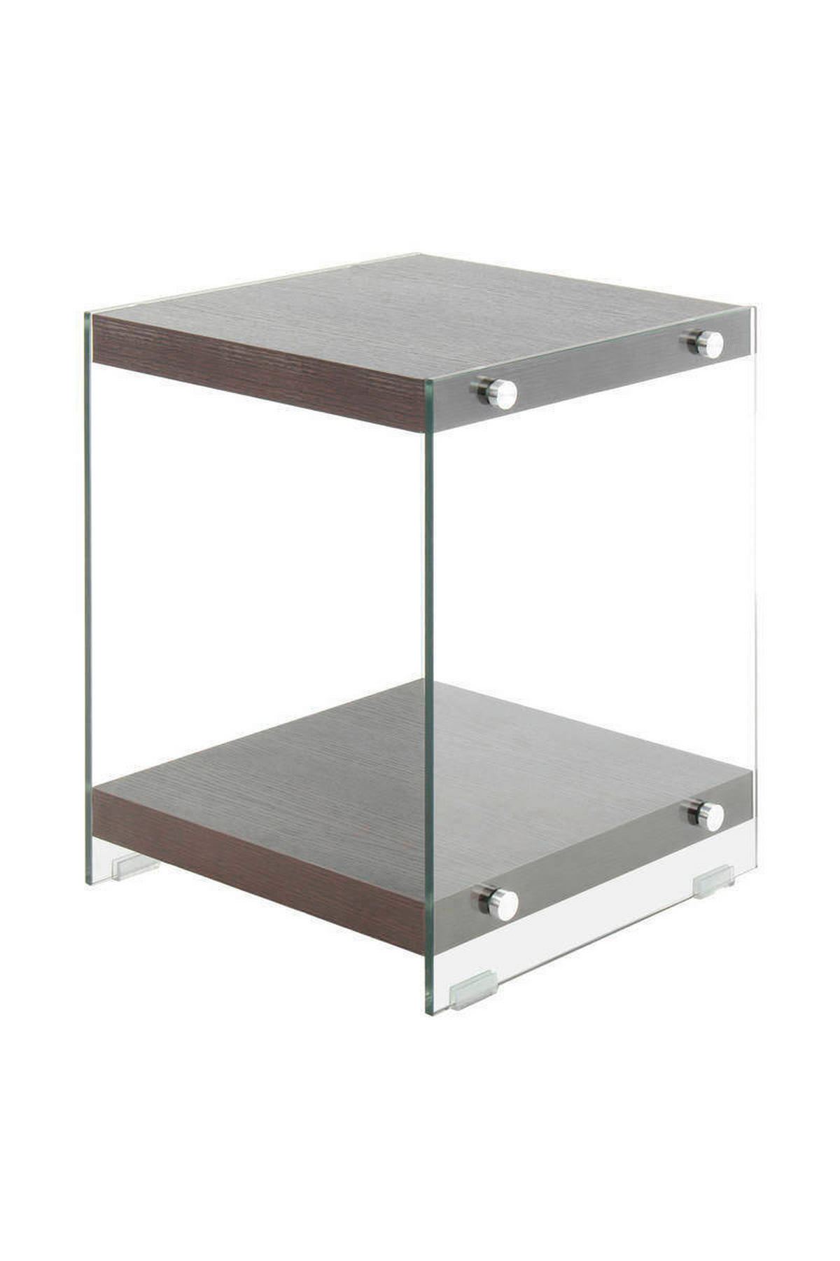 BEISTELLTISCH in Glas, Holzwerkstoff 35/35/45 cm  - Klar/Dunkelbraun, Basics, Glas/Holzwerkstoff (35/35/45cm) - Kayoom