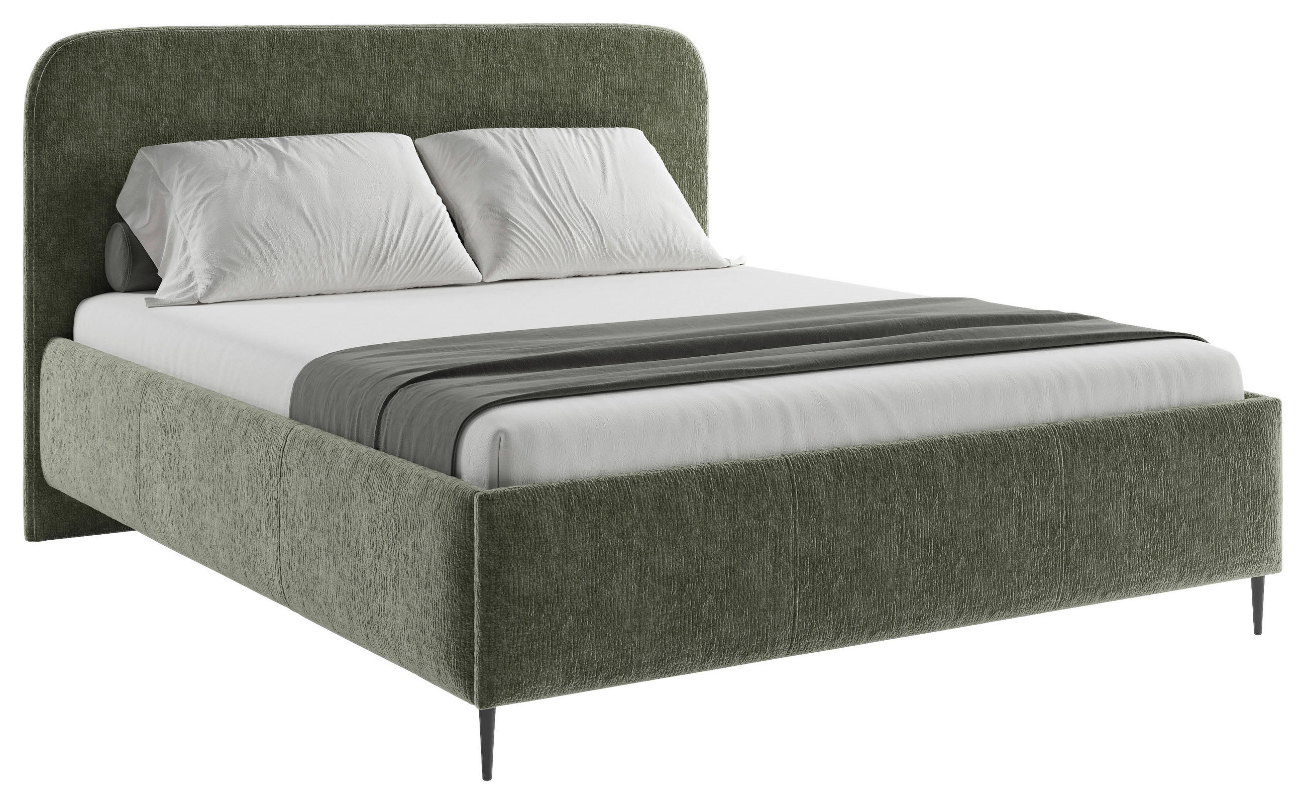STOPPAD SÄNG 140/200 cm  i mörkgrön  - svart/mörkgrön, Modern, metall/trämaterial (140/200cm) - MID.YOU