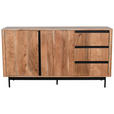 SIDEBOARD Akazie massiv Schwarz, Akaziefarben Einlegeböden  - Schwarz/Akaziefarben, Natur, Holz/Holzwerkstoff (150/80/40cm) - Carryhome