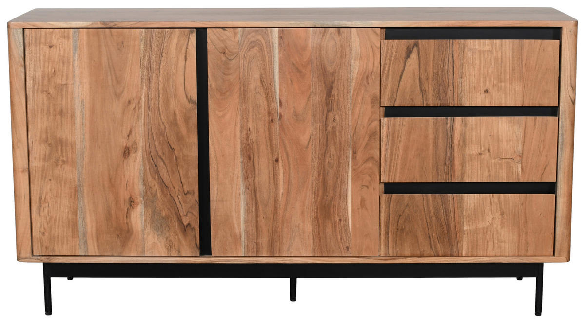 SIDEBOARD  in 150/80/40 cm  - Schwarz/Akaziefarben, Natur, Holz/Holzwerkstoff (150/80/40cm) - Carryhome