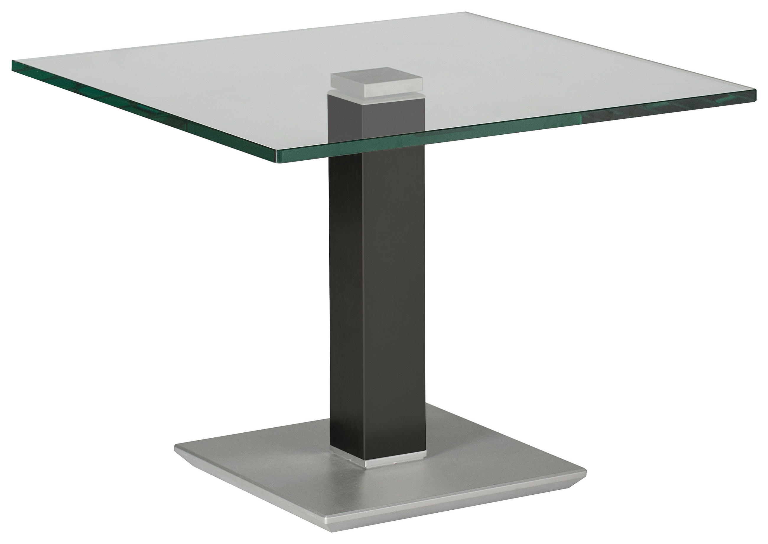 BEISTELLTISCH 60/60/46-65 cm Grau, Edelstahlfarben quadratisch  - Edelstahlfarben/Grau, Design, Glas/Kunststoff (60/60/46-65cm)