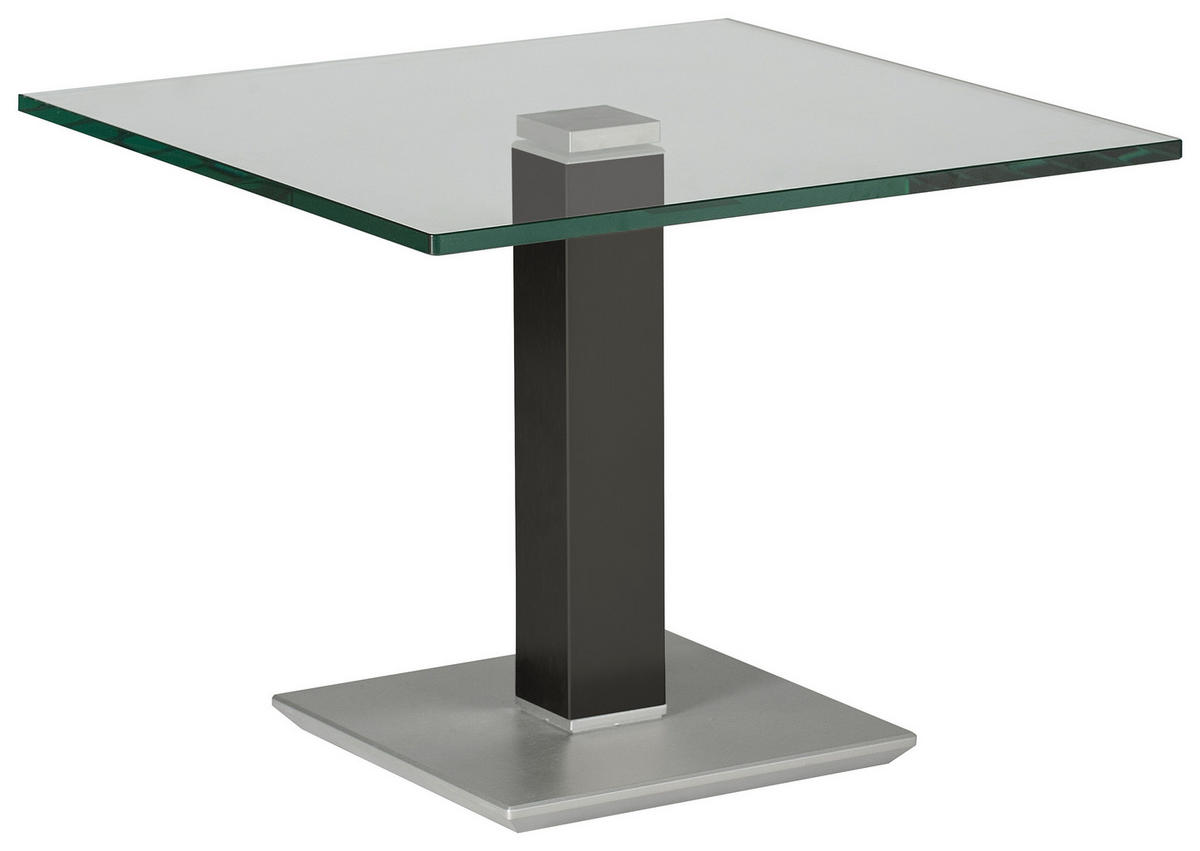 BEISTELLTISCH in Metall, Glas 60/60/46-65 cm  - Edelstahlfarben/Grau, Design, Glas/Kunststoff (60/60/46-65cm)