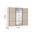 SCHWEBETÜRENSCHRANK 301/223/68 cm 3-türig Champagner  - Champagner/Schwarz, KONVENTIONELL, Glas/Holzwerkstoff (301/223/68cm) - Novel