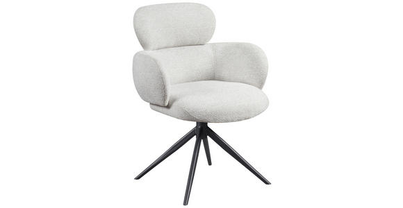ARMLEHNSTUHL  Sitzfläche 360° drehbar Webstoff  - Creme/Schwarz, Design, Textil/Metall (64/88/62cm) - Novel
