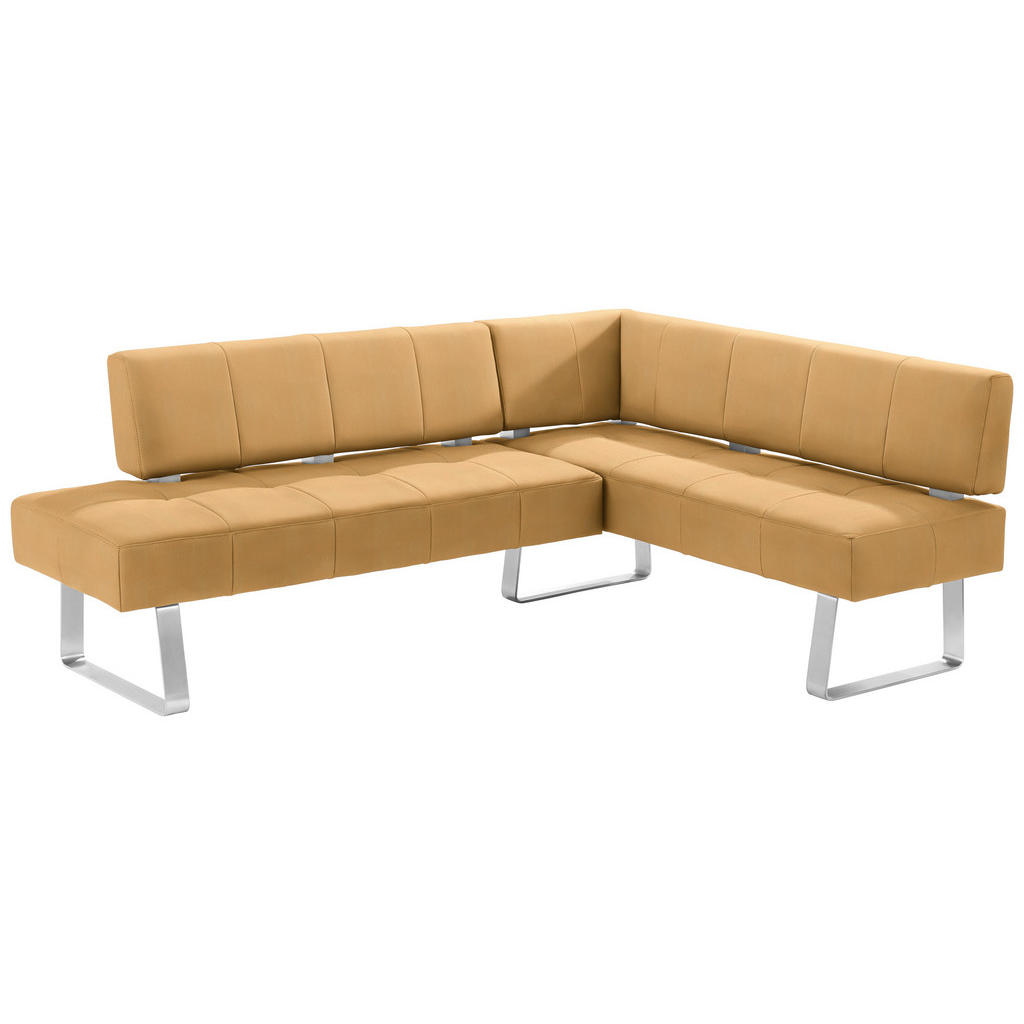 Thumbnail - Moderano Eckbank, Gelb, Edelstahl, Metall, Textil, 4-Sitzer, nicht einzeln stellbar, L-Form, 227x165 cm, Goldenes M, Fuß...