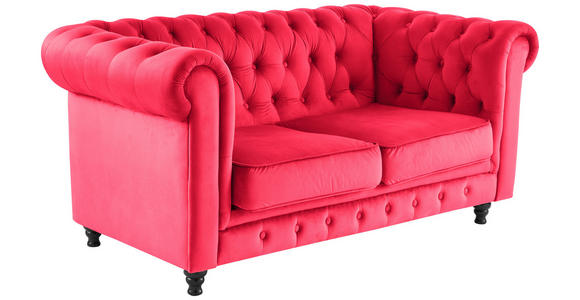 CHESTERFIELD-SOFA Samt Rot, Schwarz - Rot/Schwarz, Trend, Holz/Textil (165/75/87cm) - Xora