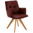 ARMLEHNSTUHL  inklusive Armlehnen, Gestellauswahl  Echtleder  - Eichefarben/Bordeaux, Design, Leder/Holz (59/89/63cm) - Dieter Knoll