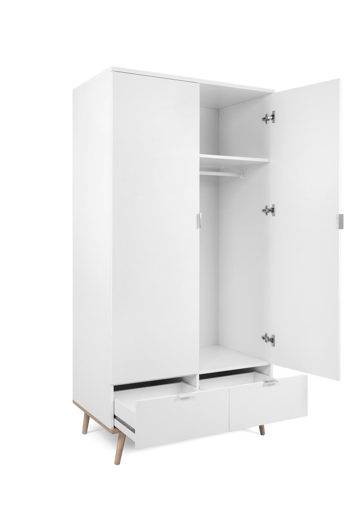 OMARA S KLASIČNIMI VRATI, bela, barve hrasta  - srebrne barve/barve hrasta, Design, kovina/leseni material (90/180/55cm) - MID.YOU