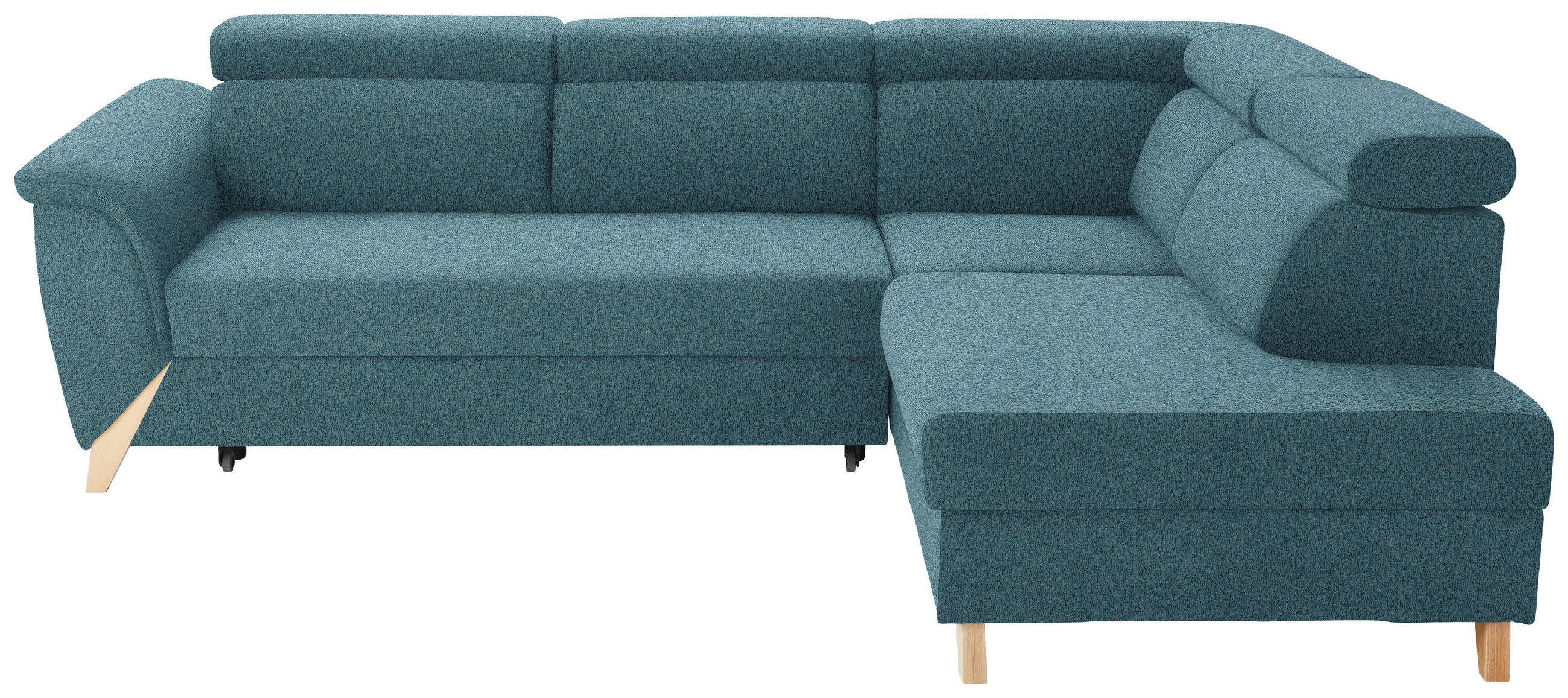 ECKSOFA Chenille Blau  - Blau/Naturfarben, Konventionell, Holz/Textil (265/200cm) - Stylife