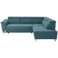 ECKSOFA Chenille Blau  - Blau/Naturfarben, Konventionell, Holz/Textil (265/200cm) - Stylife