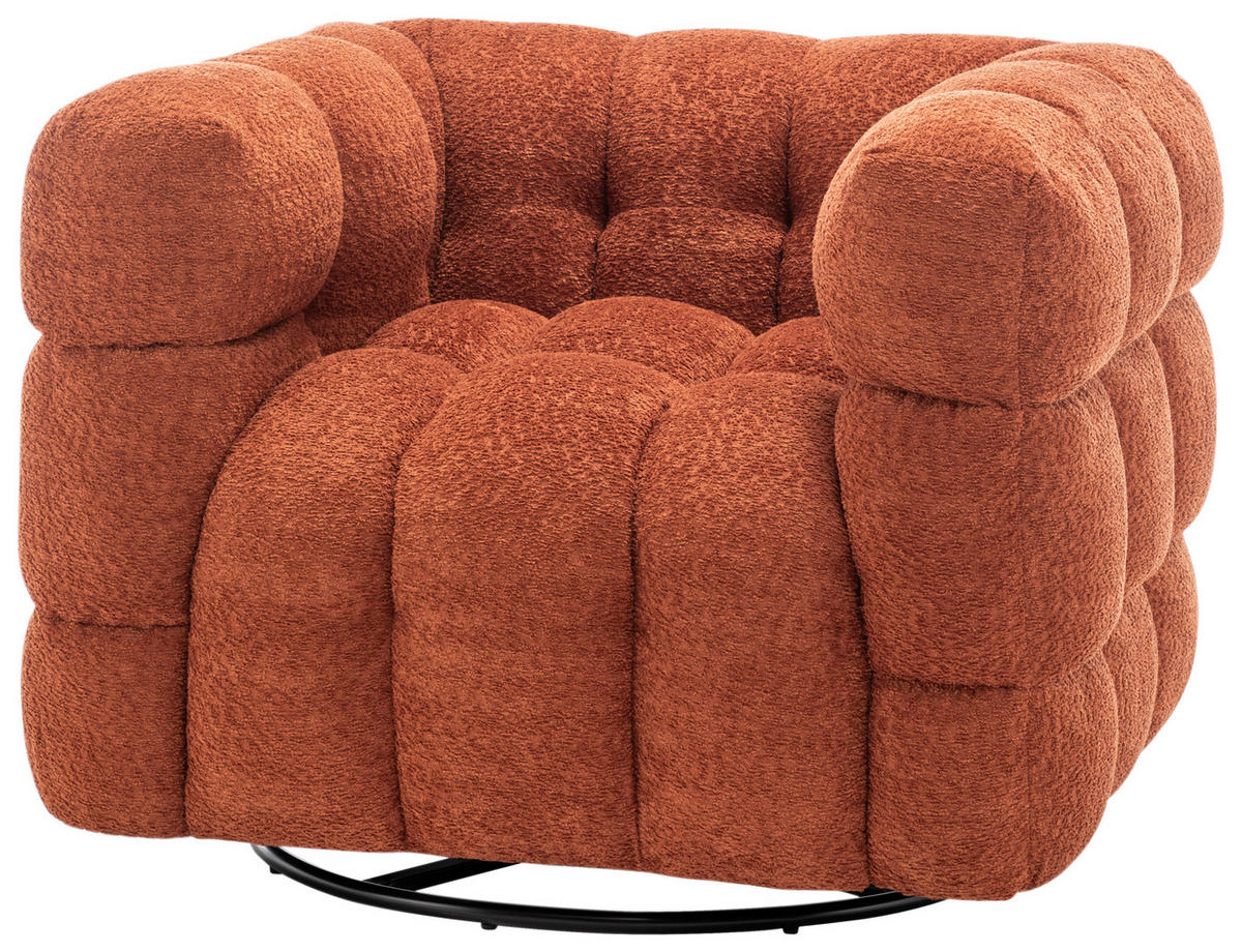 SESSEL in Bouclé Orange  - Schwarz/Orange, Design, Textil/Metall (94/83/71cm) - Livetastic