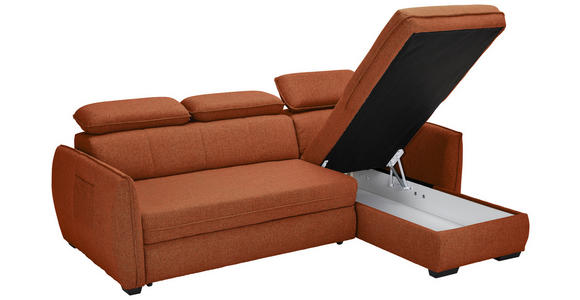 ECKSOFA Rostfarben Flachgewebe - Rostfarben/Schwarz, MODERN, Kunststoff/Textil (182/237cm) - Carryhome