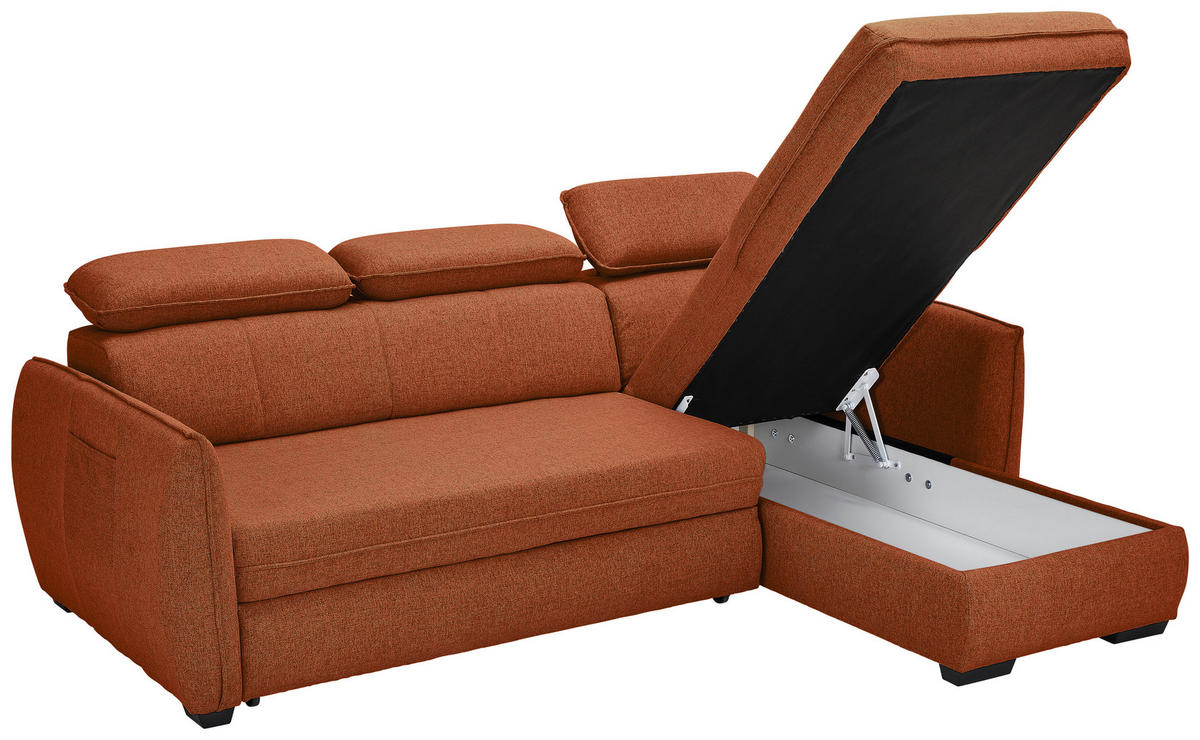 ECKSOFA in Flachgewebe Rostfarben  - Rostfarben/Schwarz, Modern, Kunststoff/Textil (182/237cm) - Carryhome